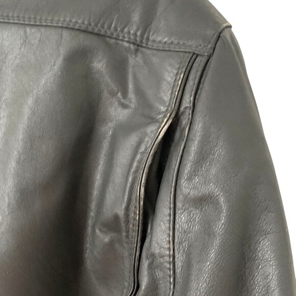 Vtg 80s Members Only Mens Dark Gray Leather Lined Moto Jacket Mens SZ 40 - Picture 9 of 16